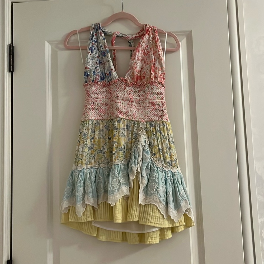 LoveShackFancy Cambria Halter mini dress